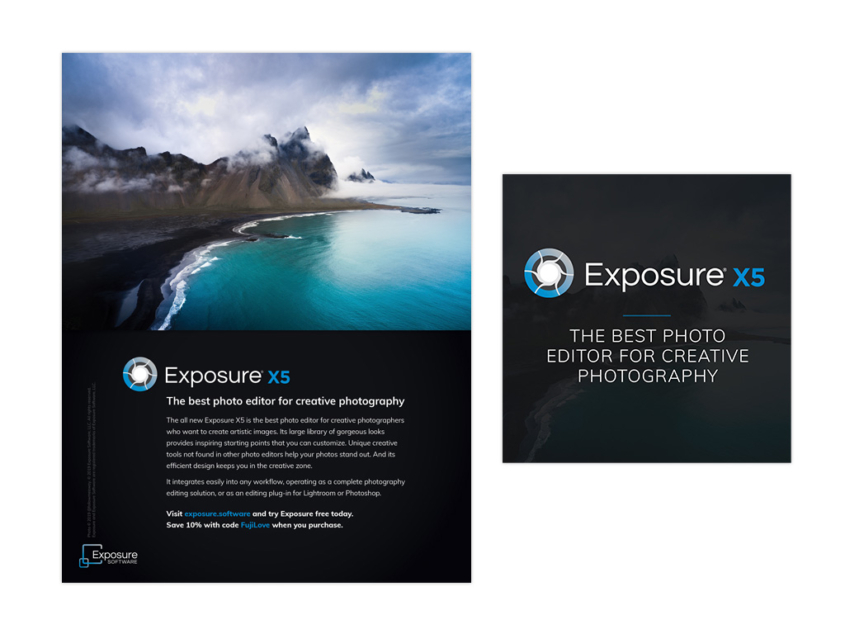 Exposure X5 print ad + product cover