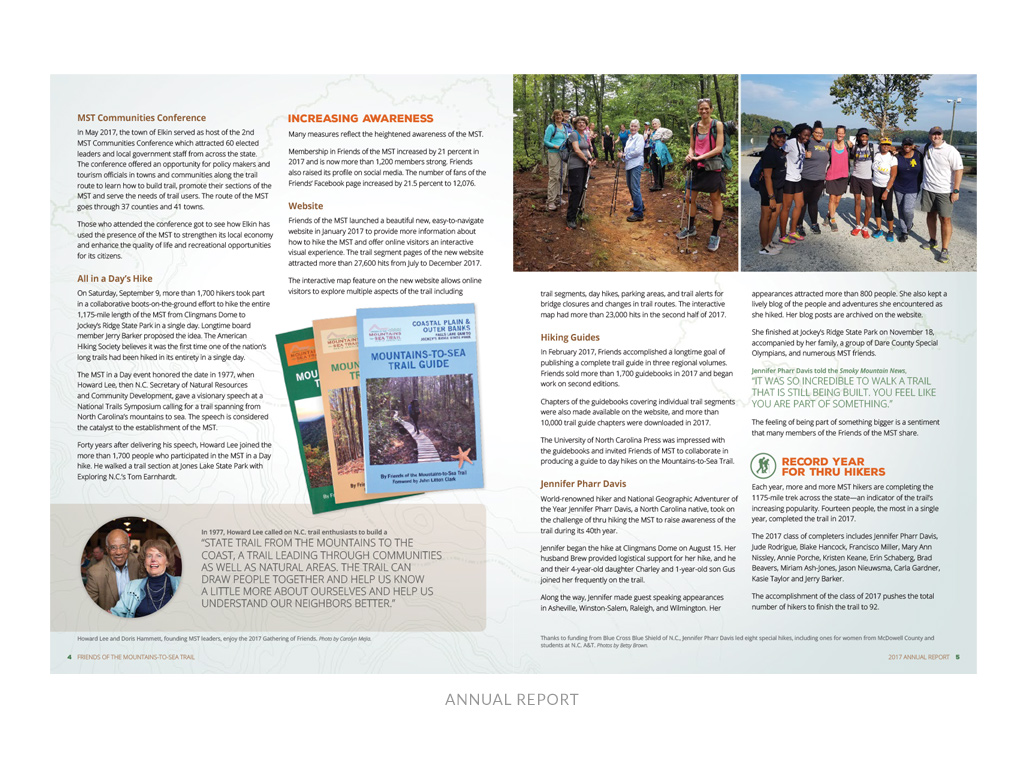 Friends of the Mountains-to-Sea Trail - pages from annual report