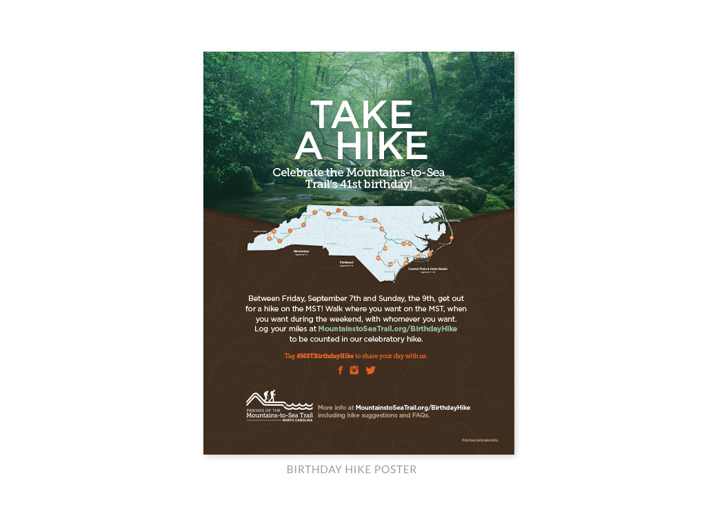 Friends of the Mountains-to-Sea Trail birthday hike poster