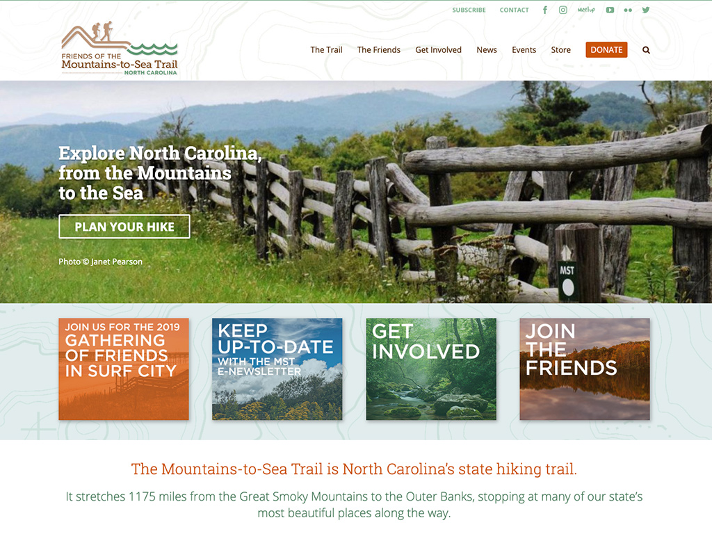 Friends of the Mountains-to-Sea Trail website homepage