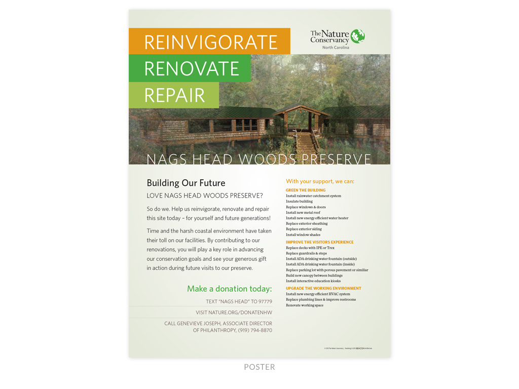 The Nature Conservancy NC Chapter Nags Head Woods Preserve renovation poster