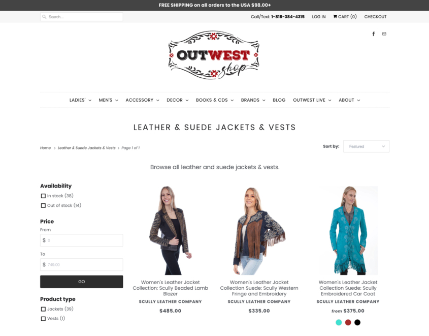 OutWest Shop leather jackets